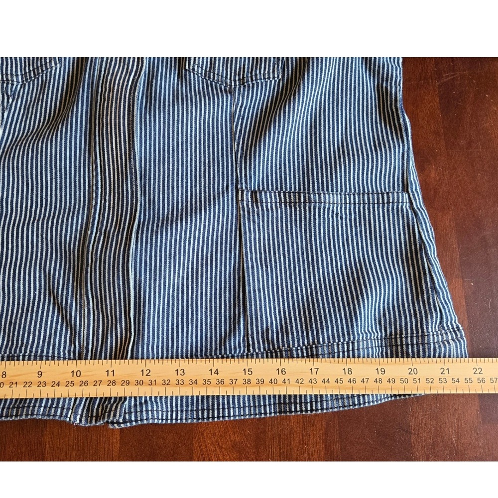 Christopher & Banks Blue White Striped Zip Utility Denim Jacket Womens Large - Picture 7 of 8